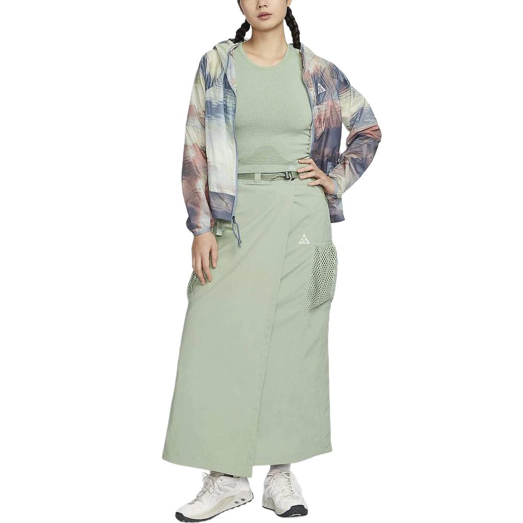 Nike ACG Snowgrass Logo Tinta Unita Midi Gonna Casual Donna Gonne Verde Orizzonte Bianco Montagna FV7322-370