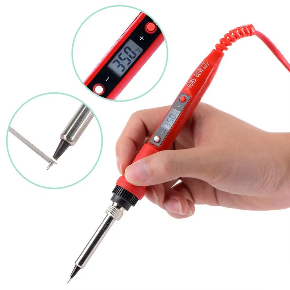 JCD Soldering Iron Kit With Digital Multimeter Adjustable Temperature 220V 80W LCD Welding Tools Ceramic Heater Soldering Tips