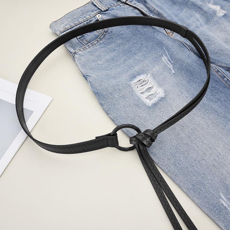 Damen Retro Roter Ledergürtel: Vielseitige schmale Taillenkette für Jeans & Röcke