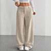 Pantalones de Pana de Pierna Ancha de Cintura Alta con Bolsillos