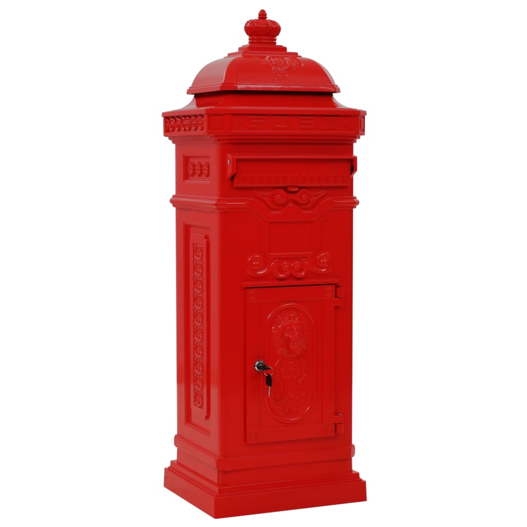 Aluminium Kolom Brievenbus Vintage Stijl Roestbestendig Rood