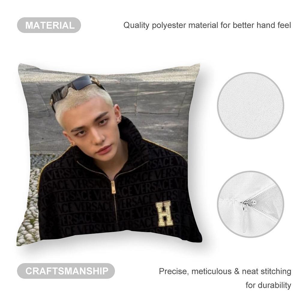 H-Heiß KPOP Idol h-Hyunjin Kissenbezug 3D-Druck Polyesterfaser 40*40cm Zuhause Sofa Wurf Dekoration Festival Geschenk