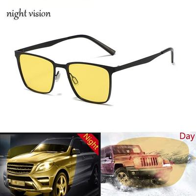 Nicht polarisierte Retro Metall Quadratische Rahmen Nachtsicht Sonnenbrille für Herren Damen Retro verspiegelte Gläser Brille zum Fahren Angeln