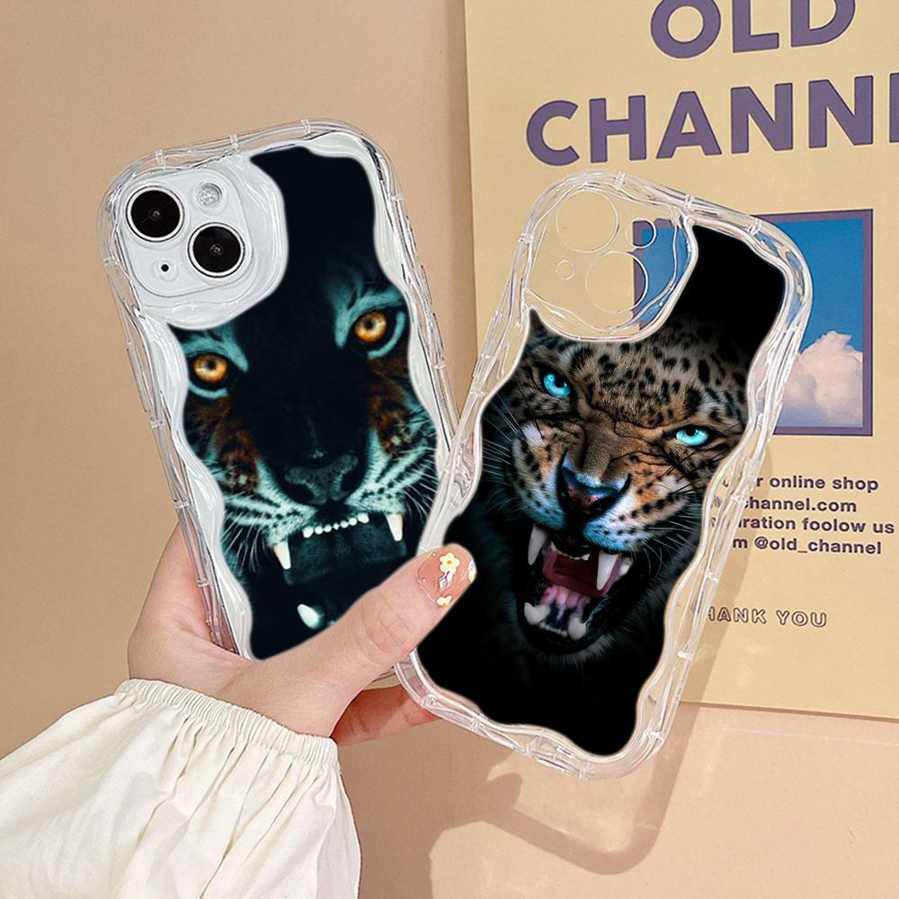N96 Tiger Eyes Design Soft Wavy Phone Cases for Samsung A54 A34 A13 A14 S23 S24 Ultra Xiaomi Redmi Note 13 12C Realme Infinix Protective Bumper Cover
