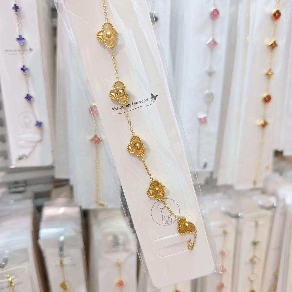 Double-sided Five-flower Four-leaf Clover Bracelet Titanium Steel Does Not Fade Light Luxury High-end Jewelry