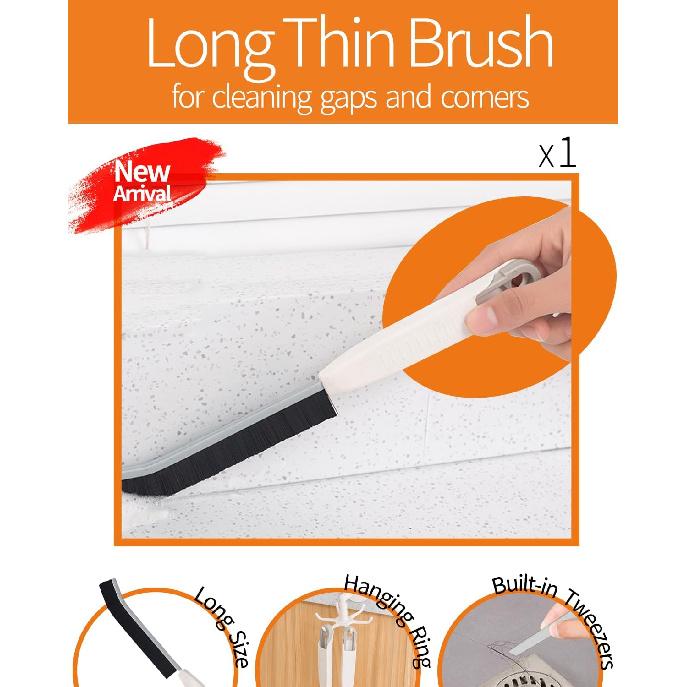 Groove Gap Cleaner Tools Set, 8 Pcs Hand-Held 2 Brush With Dustpan&Tweezer + 2 Sponge Brush With Dustpan + 2 Replacement Sponges +2 Crevice Brushes