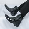 Fashion Brand Men's Fashion Trends Buckle Chelsea Ankle Boots Handmade Leather High Top Shoes Business Casual High Quality Elegant Boots