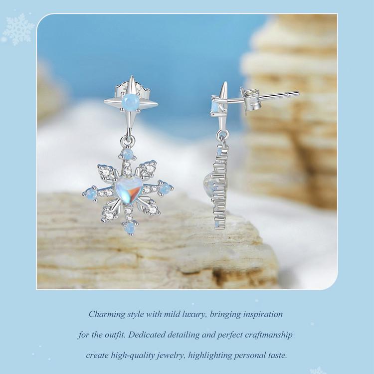 Everlee Exquisite Iridescent Snowflake Stud Earrings In S925 Sterling Silver - Holiday Jewelry for Women