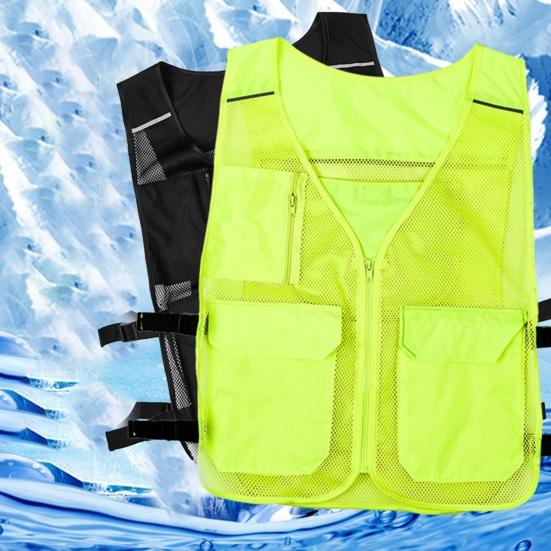 Ice Cooling Vest Breathable Mesh Outdoor Work Vest with Ice Packs Adjustable Waist