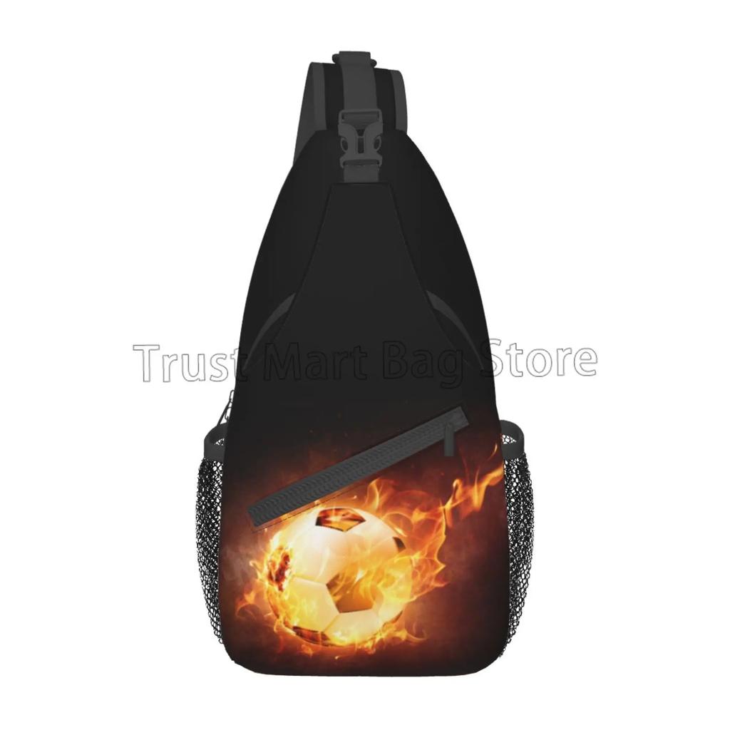 Soccer Ball Print Sling Bag Cool Football Art Pattern Crossbody Backpack Casual Chest Bag Lightweight Daypack for Travel Sports