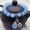 Amethyst Chalcedony Bracelet with Vajra Bell Pendant - Handmade Beaded Jewelry for Women