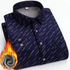 Men's Fleece Lined Plaid Shirt, Long Sleeve Button-Up Square Collar Shirt, Regular Fit Thermal Winter Pocket Detail Top