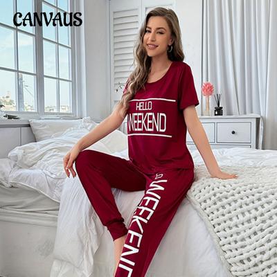 Sport-Schlafanzug mit dünnen Buchstaben für Damen, Homewear-Schlafanzug, Freizeitanzug