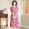 Nouvelle robe en coton et soie mode d'été pour femmes ample grande taille florale coton artificiel coton tempérament jupe moyenne et longue