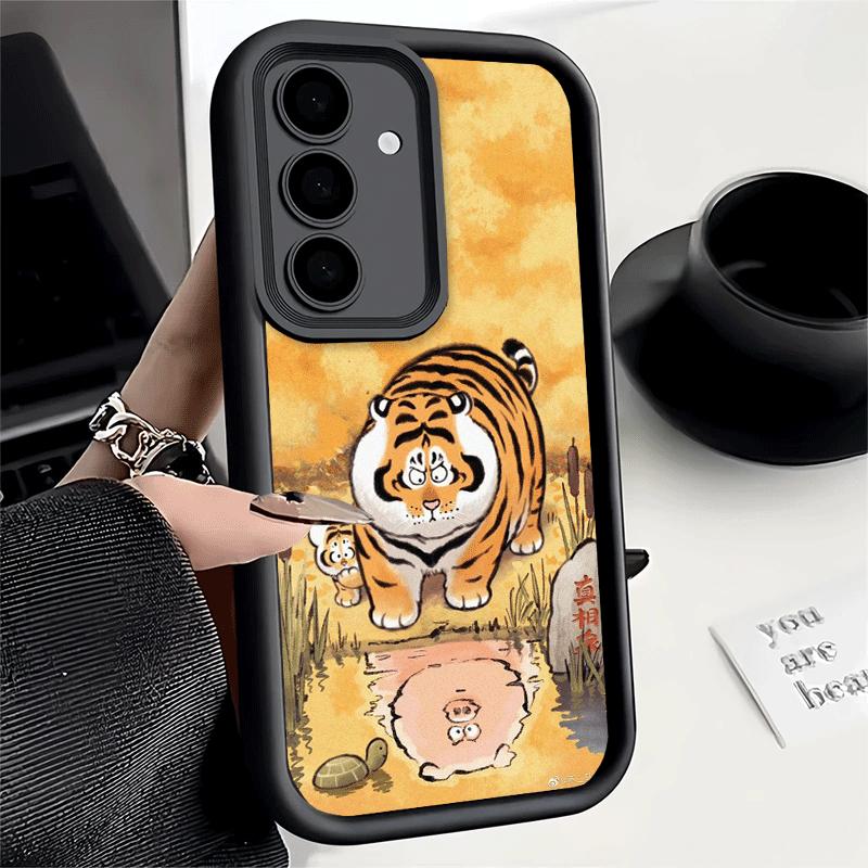 Phone Case for Samsung Galaxy A17 A16 A15 A14 A13 Cartoon Fat Tiger Funny A56 A36 A26 A55 A35 A25 A54 A34 A24 A53 A33 A23 A07 A0