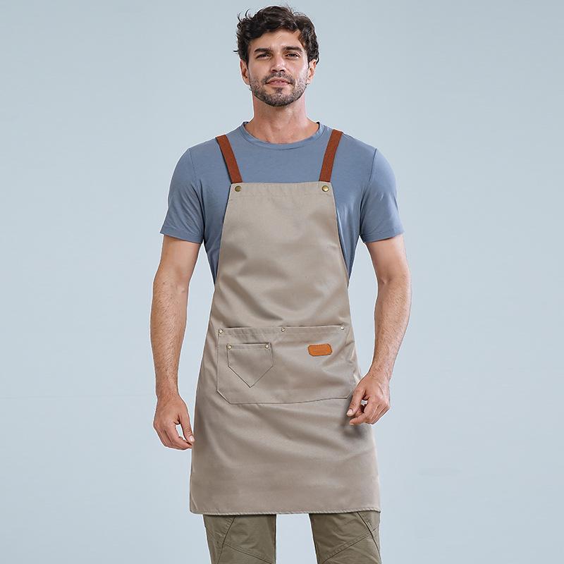 Men's and Women's Solid Color Halter Neck Kitchen Apron with Custom Logo Option