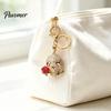 Gothic Skull Keychain Holding Rose Rhinestone for Halloween, Skeleton Bling Head Key Ring, Chain Accessory Handbags Backpacks