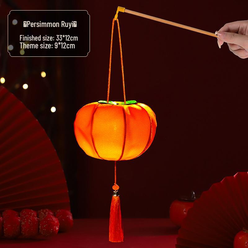 Children's Mid-Autumn Festival Persimmon Lantern DIY Kit – Wooden Fruit Design, Ancient Style Hanfu Photo Prop