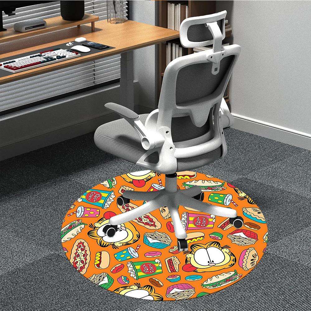 

1pc Garfield Foodie Chair Carpet for Office, Indoor Non-Slip Polyester Fiber Carpet, Machine Washable, Durable Construction yy251205107 80cm by 80cm