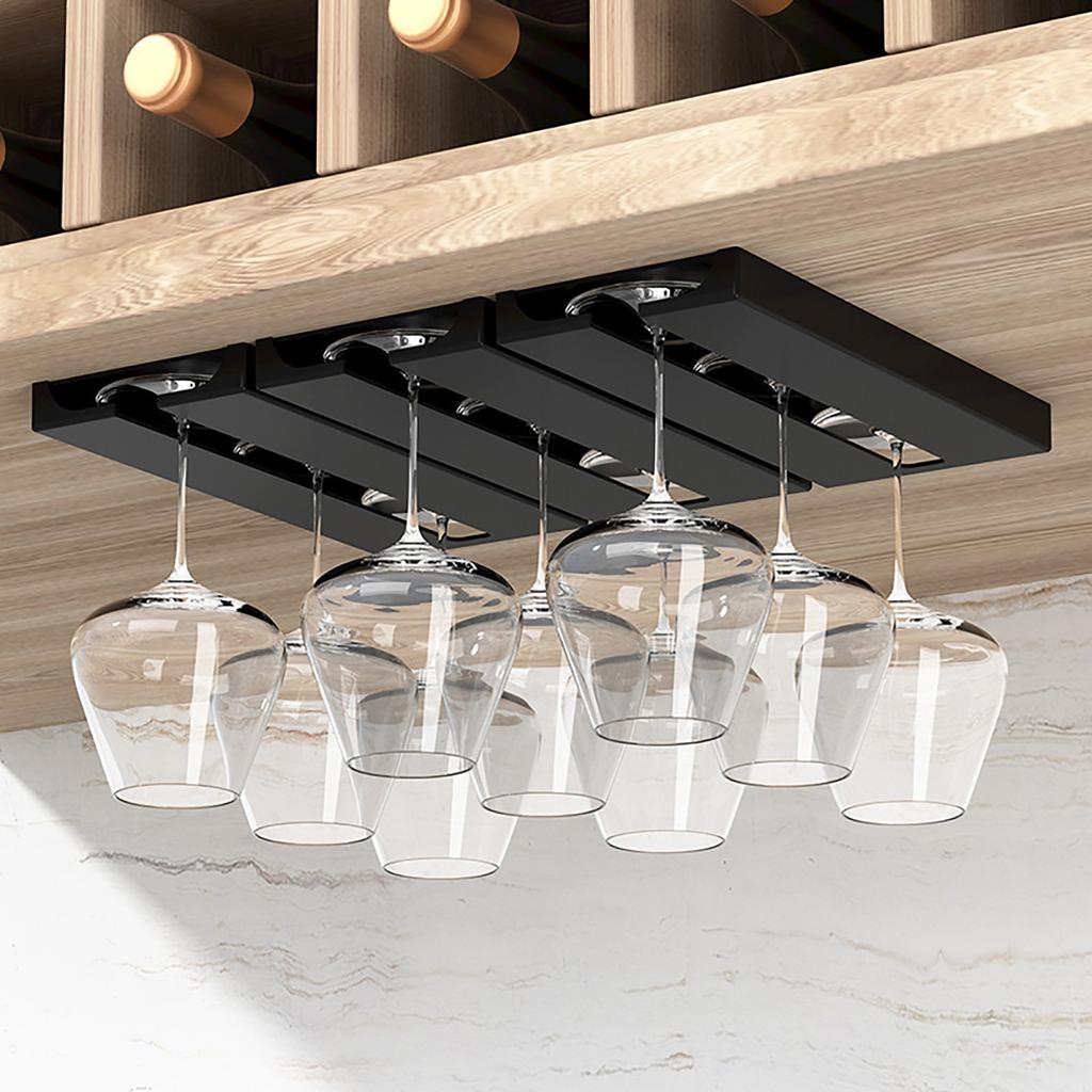 Wine Glass Rack Plastic Under Cabinet Stemware Wine Hanger Punch-Free Goblet Wine Glass Hanger