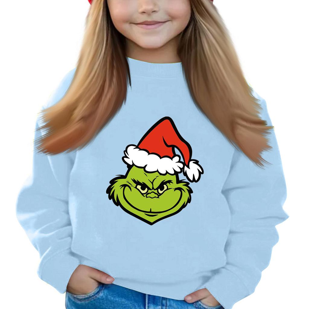 Christmas Day Girls Round Neck Pullovers For Kids Printed Baby Tops