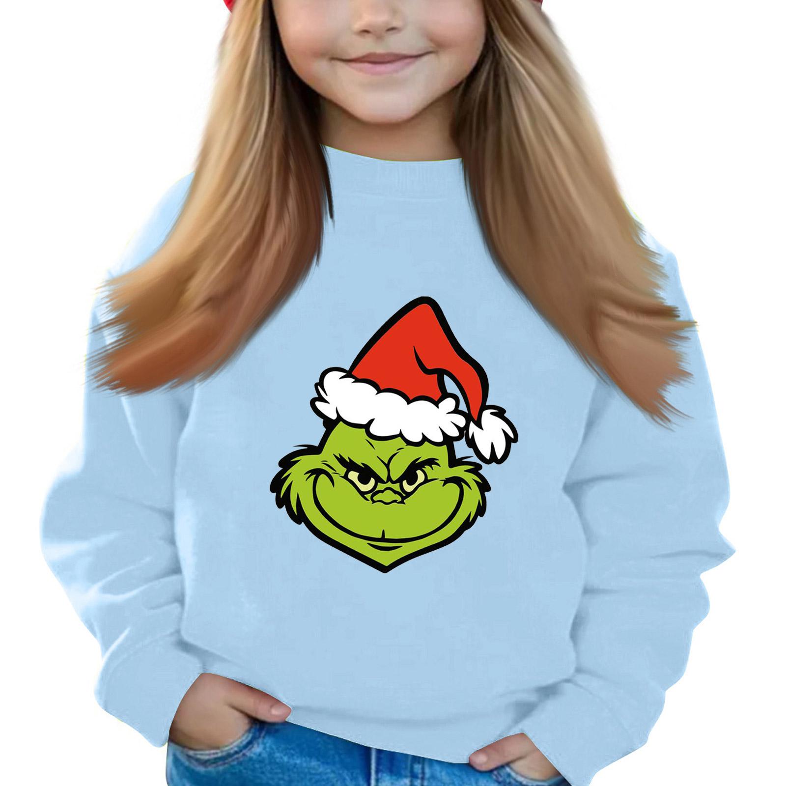 

Рождественские пуловеры с круглым вырезом для девочек, детские топы с принтом 120