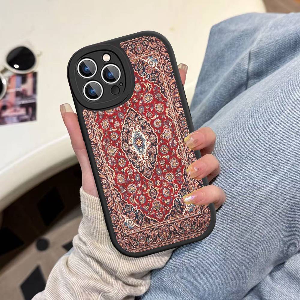 Persian Carpet Floral Pattern Phone Case For IPhone 16 15 14 13 12 11 Pro Max Plus Leather Shockproof Cover