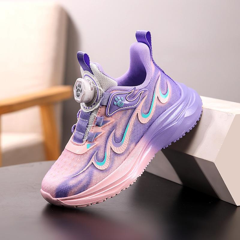 

Boys Shoes Spring and Autumn 2025 New Children s Basketball Shoes Rotating Buckle Middle Large Children s Boys Soft-soled Air Cushion Running Shoes 39