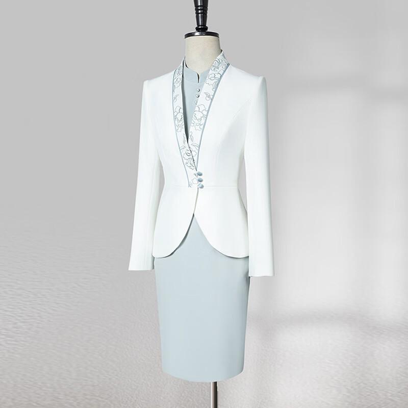 Trolman Damen Neues Chinesisches Stil Professionelles Anzugkleid Set