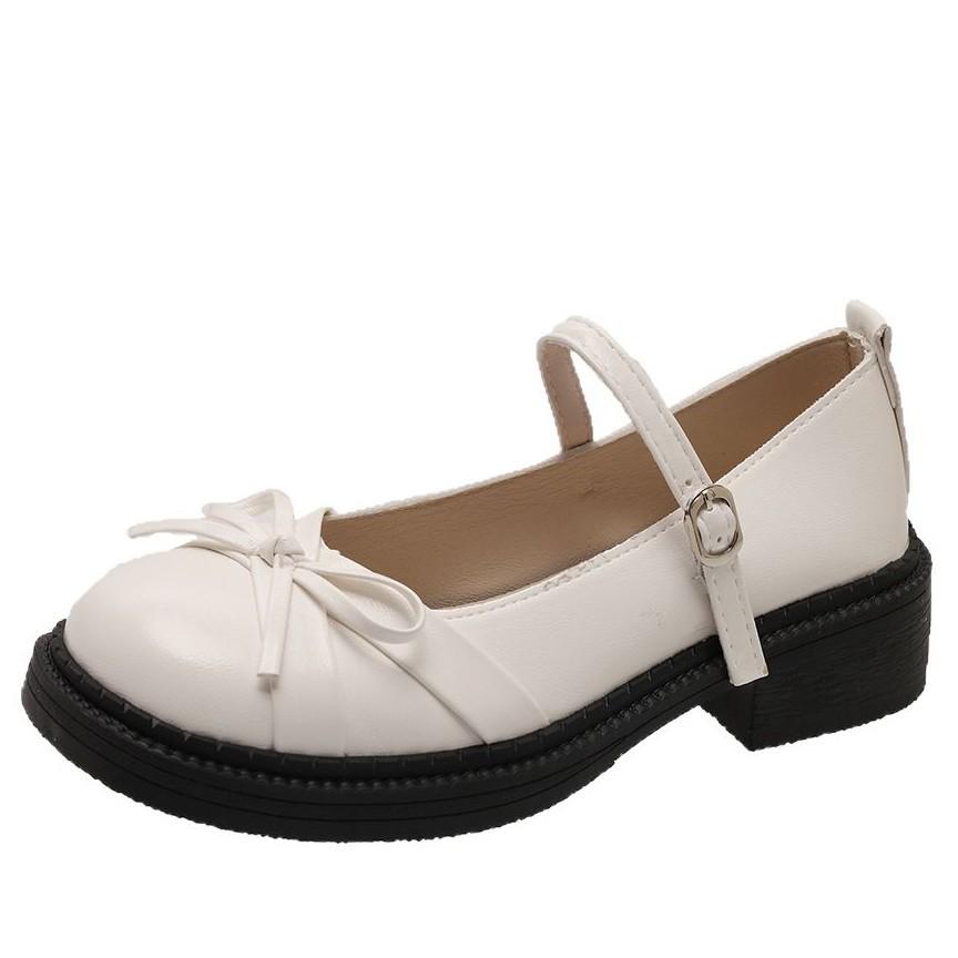 French silver light mouth bow Mary Jane single shoes women's 2025 spring and summer new platform with skirt jk small leather shoes