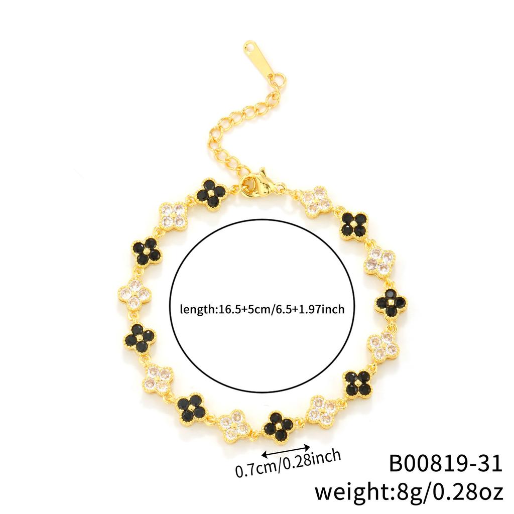 Hot-selling, Four-leaf Clover Bracelet Shein Popular Color Zircon European and American Fashion Design Luxury Jewelry