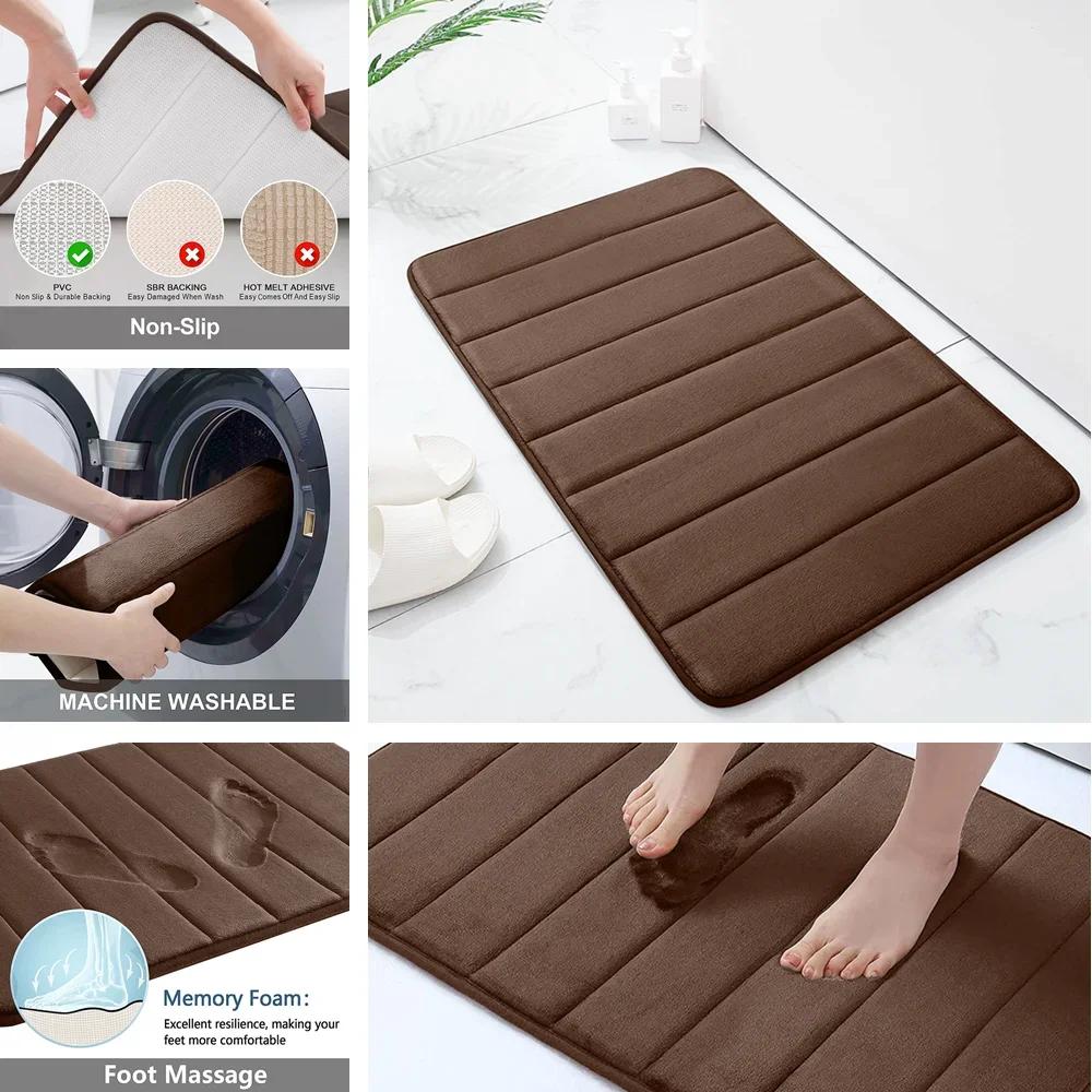 1/2/3Pieces Memory Foam Bathroom Mat Set Non-slip Bath Mat Super Absorbent Water Bathroom Floor Mat Machine Washable Toilet Rug