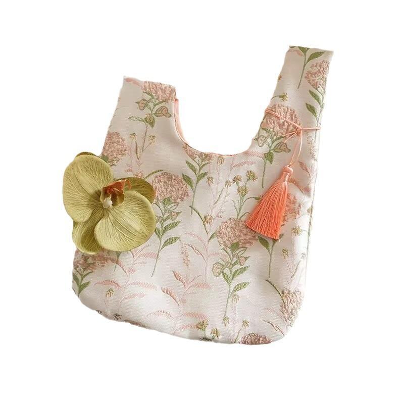 Small Item Pouch Tassel Knot Wrist Bag Storage Bags Flower Pendant New Chinese Style Handbag Cosmetic Bag Lunch Bag