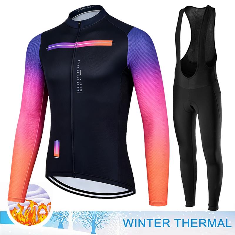 Men Winter Fleece Thermal Jacket MTB Bicycle Clothing Long Sleeve Cycling Jerseys Set Ciclismo Outdoor Warm Cothes Pants