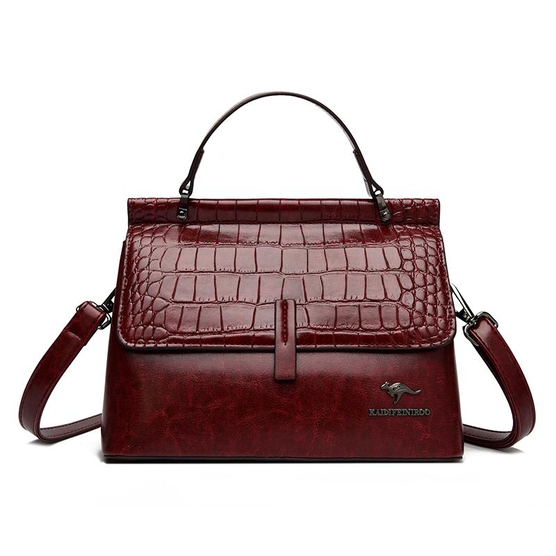 

2026 Brand Crocodile Leather Crossbody Bags for Women Female Shoulder Messenger Sac Luxury Designer Ladies Handbags and Purses червоний