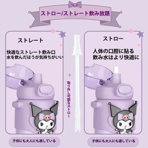 Korean-style 460ml Stainless Steel Thermos Water Bottle for Kids with Straw and Cup, Insulated, Ultra-Lightweight, Easy To Clean, Perfect for Travel,