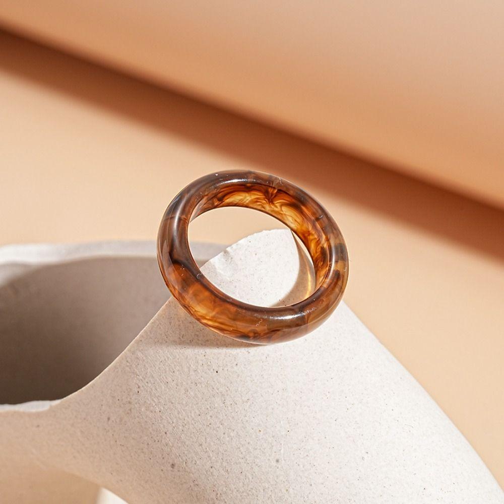 Korean Style Candy Color Finger Buckle Dopamine Geometric Forefinger Ring Solid Resin Ring  Gift