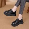 Shallow mouth heightening lace-up leather shoes women's autumn new versatile fashion casual muffin shoes single shoes