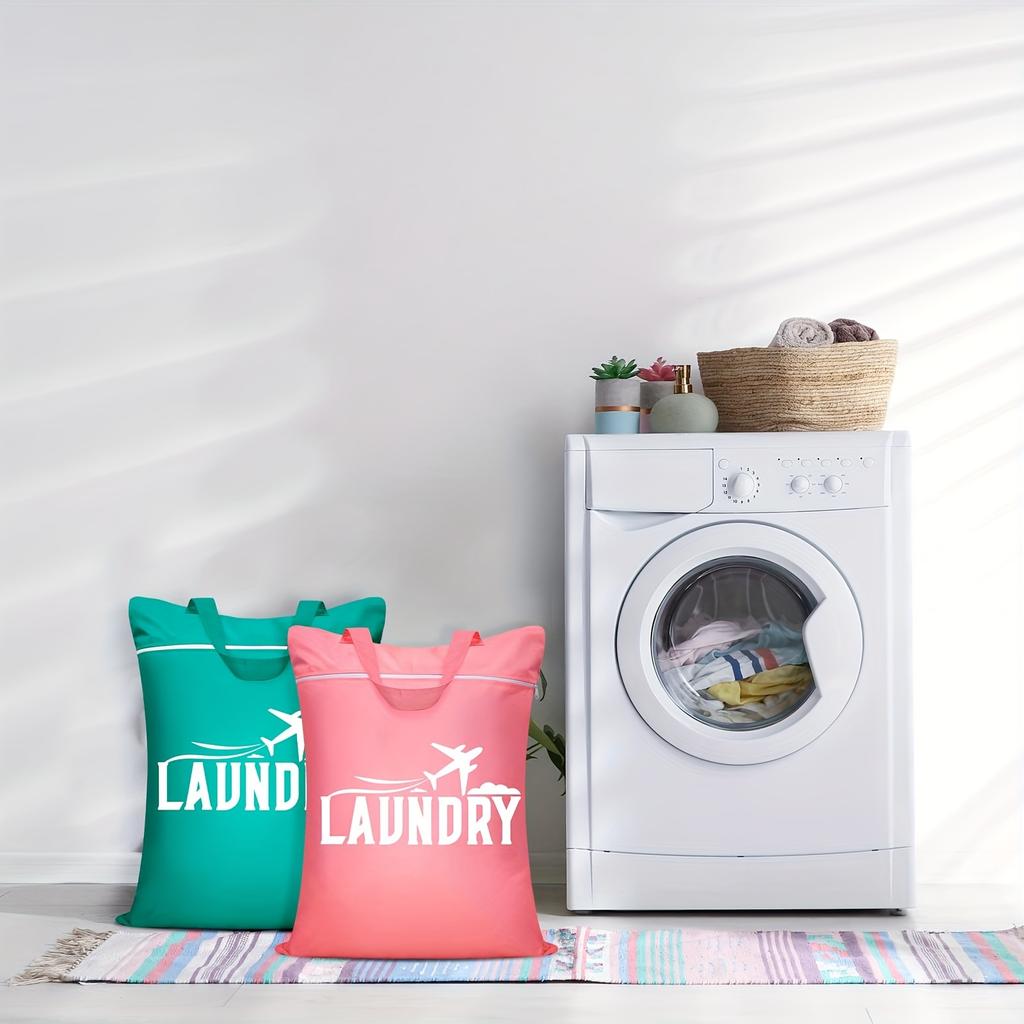 2pcs Large Washable Travel Laundry Bags, Suitable for Diapers, Dirty Clothes, Swimwear, Gym, College Dorm Dry and Wet Bags