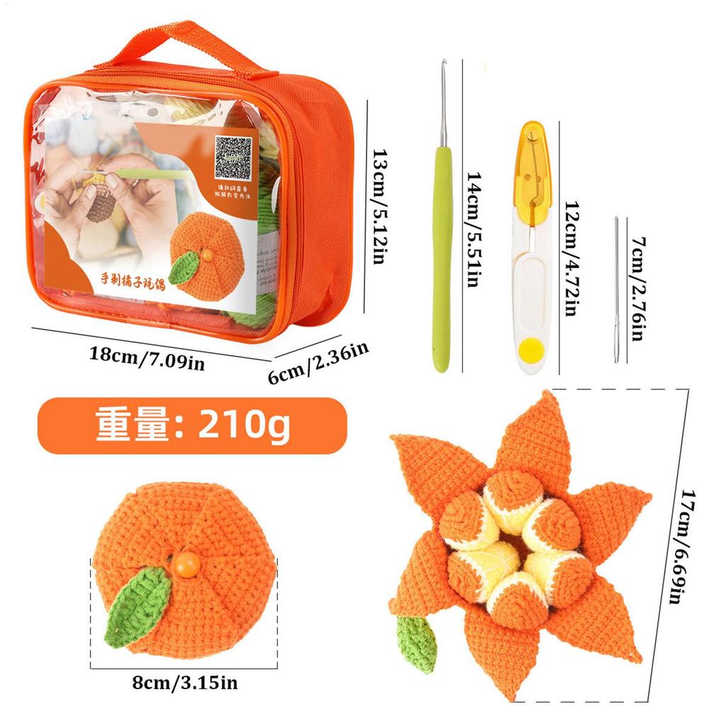 Crochet Kit Funny Knitting Accessories Kids Peelable Orange Toys Knitting Kit For Kids Women Boys Girls Mom Handicraft Lovers