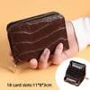 Vintage Mini Slim Card Holder with Zipper PU Zero Wallet Crocodile Pattern Multi Card Slots Thin Small Purse Driver License Case
