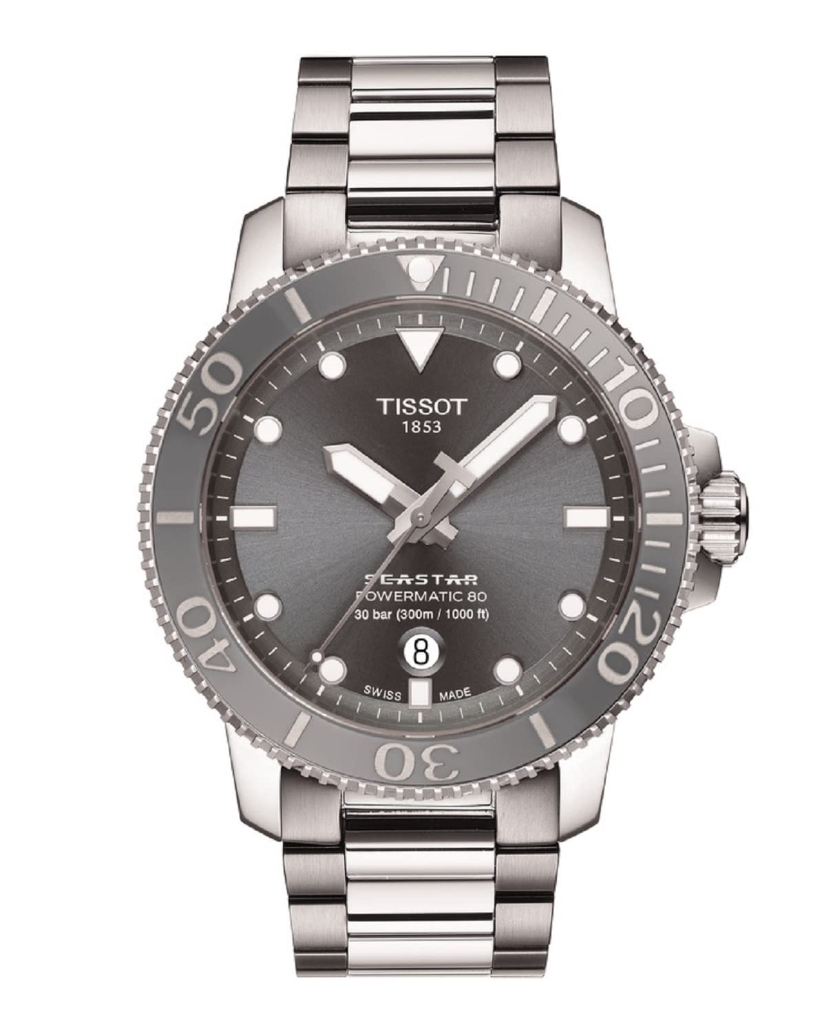 

TISSOT Seastar 1000 Automatic Watch with Bracelet [Official Import] T1204071108101 Men s Gray Dial