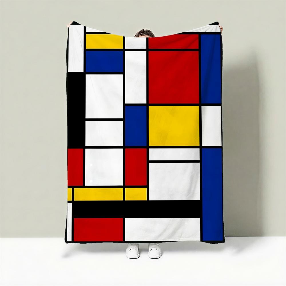 Artist P-Piet Mondrian Throw Lightweight 240g Flannel Blanket Soft Skin-friendly for Summer Cooling 75cmx90cm