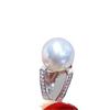 Dilraba Style Silver Pearl & Zircon High-End Index Ring Set for Women
