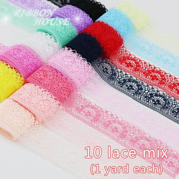 (10 Lace/lot) White Fabric Webbing Decoration Lovely Gift Packing Material Ribbons Mix