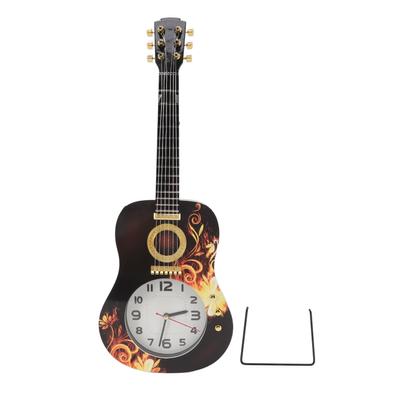 Wanduhr Leise Simulation Ukulele-Form Dekorativer Wecker für Schlafzimmer Studentenwohnheim