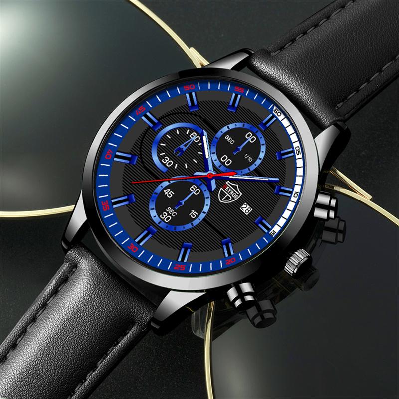 Men's Fashion Sports Watches Men Luxury Business Quartz Wristwatch Calendar Male Casual Leather Bracelet Watch Luminous Clock