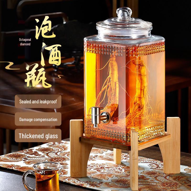 Sealed Sparkling Wine Bottle with Faucet - Household Ginseng Wine Jar & Baijiu Container