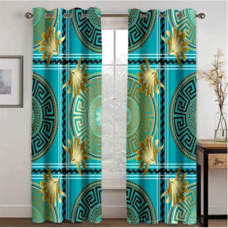 

3D-принт современный дешевый золотой и черный роскошный брендовый дизайн 2 шт. тонкая затеняющая занавеска для гостиной спальни домашний декор крючок 100W130H(CM)40x51in&Grommet Top