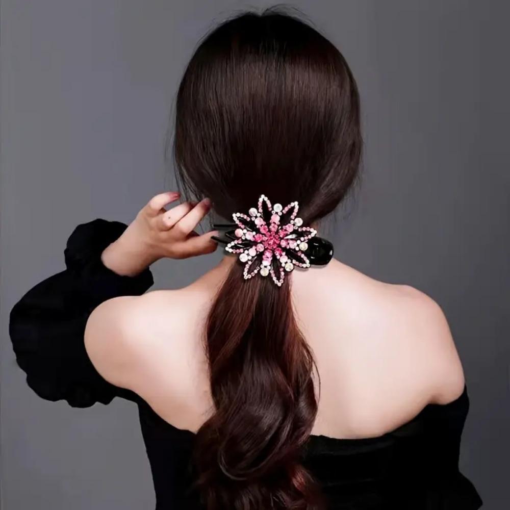 Elegant Rhinestone Hair Claw Clip, Long Acrylic Duckbill Grip for Women, Simple And Sophisticated Hair Accessory